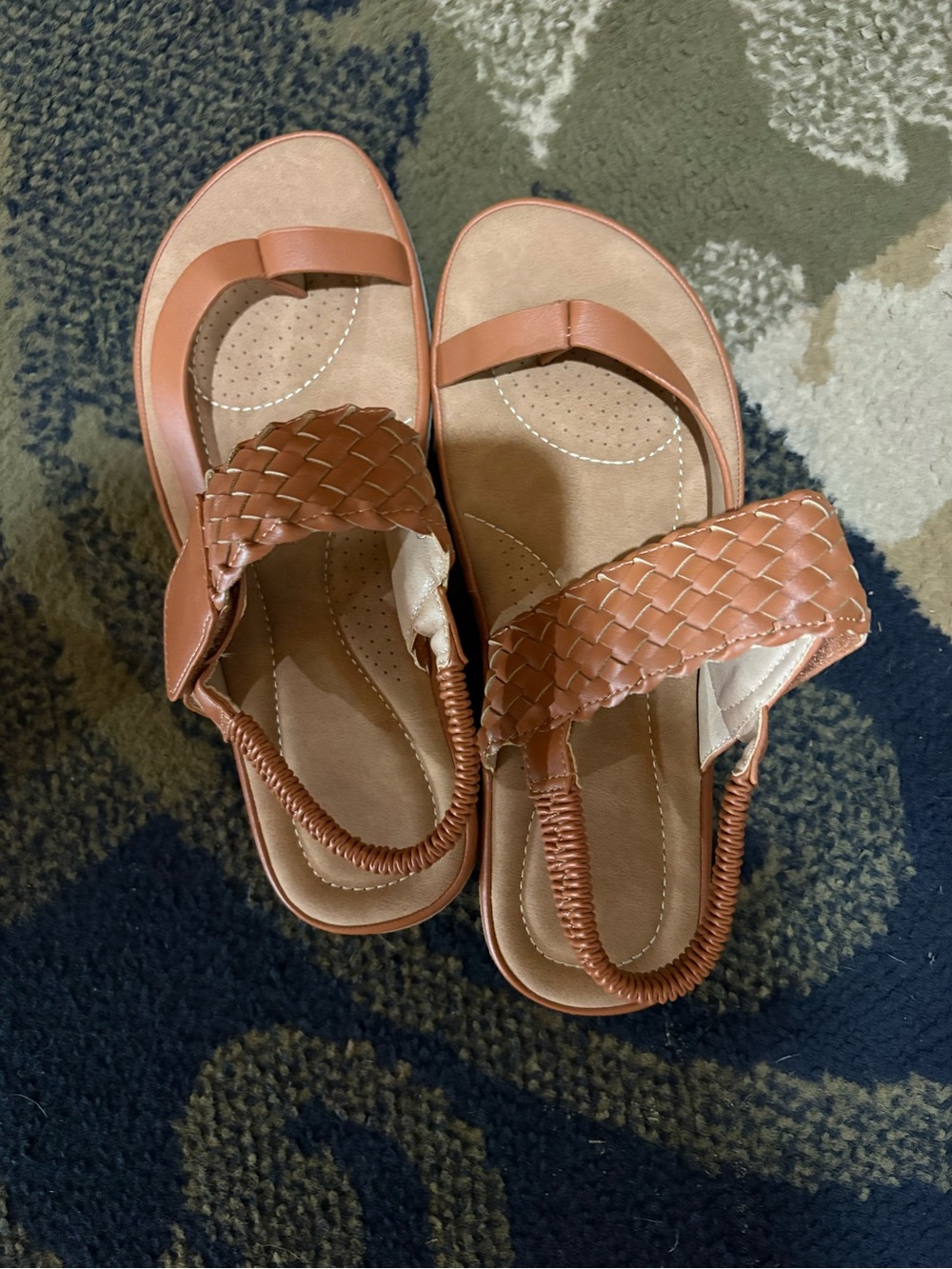 Women’s Tan Woven Strap Comfort Sandals